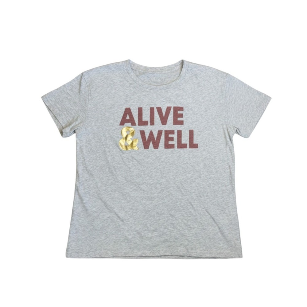 J. Crew Alive & Well Graphic Tee Light Gray Knit Short Sleeve Crewneck S